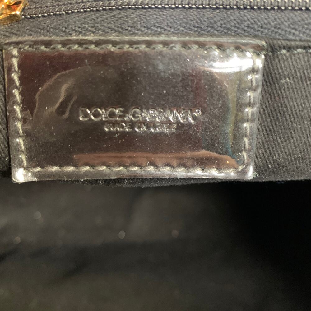 Dolce & Gabbana Black Gold Polyurethane Satchel Handbag One Size - Picture 10 of 10